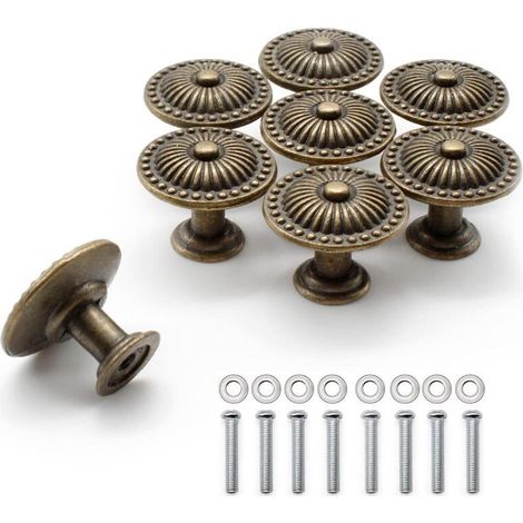Tiradores y pomos para muebles, juego de 8 pomos para muebles, con tornillos, tiradores para cajones de armarios, - Crezuo (1/4)