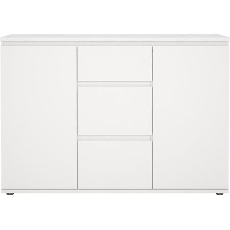 Buffet - Blanc - 2 portes - 3 tiroirs - 119 x 40x 83 cm LUK (1/5)