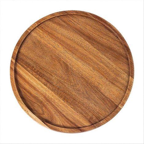Rundes Holztablett, Serviertablett, Wurst- und Käsebrett, Vorspeisenbrett, B (1/5)