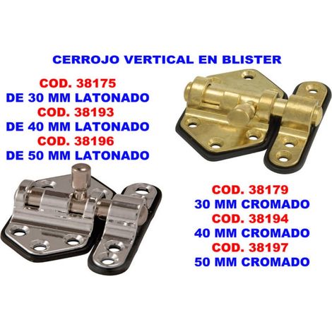 Cerrojo Vertical Cromado 30mm en Blister 731