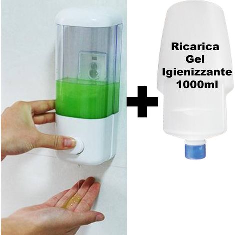 Trade Shop - WANDMONTIERTER HANDDESINFEKTIONSGELSPENDER MIT 1000-ML-NACHFÜLLUNG INKLUSIVE 1 LT - (1/5)