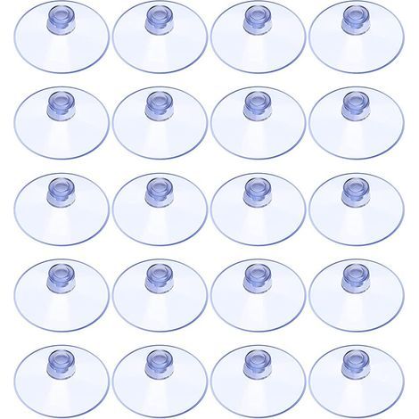 20 transparente Saugnäpfe, 20 mm große Kunststoff-Saugnäpfe ohne Haken, kleine Saugnäpfe für Glas, Fliesen, Wände, Badezimmer, Schränke, Tische (1/5)