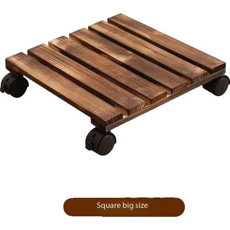 Supporto per piante, in legno massello spesso, con ruote girevoli a 360°, 30 cm x 30 cm (1/2)