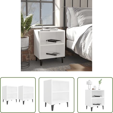 vidaXL Étagères - Tables de chevet avec pieds en métal 2 pcs blanc 40x30x50 cm (1/5)