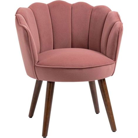 Fauteuil Chic Rose avec Coussin Dossier en Velours et Pieds en Bois Hévéa, Idéal pour Salon ou Chambre – Dimensions 66x66x78,5 cm (1/5)