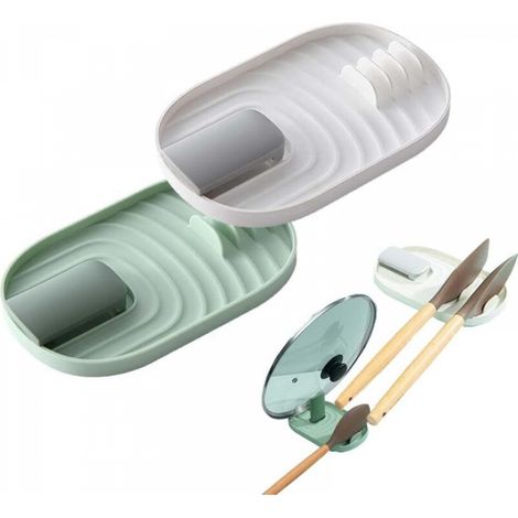 Lot de 2 porte-cuillères de cuisine multifonctions pour casserole, repose-cuillère, ustensiles de cuisine, couvercle de casserole pour couvercles et cuillères (1/5)