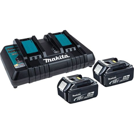 Makita BL1850 18v 2 x LXT 5.0ah Lithium-Ion Batteries + DC18RD Dual Port Charger (1/3)
