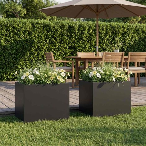 vidaXL Macetero de Jardín 2 uds. Negro 40 x 30 x 30 cm (1/5)