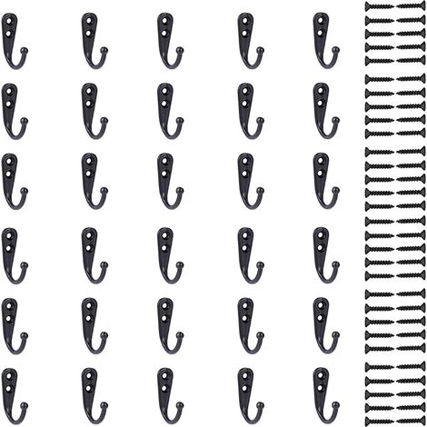 Crochet Accroche - Crochet Métallique Zinc Alliage - Pour Porte Manteau Chambre Salle De Bain Couloir Armoire - 30 Pièces (1/5)