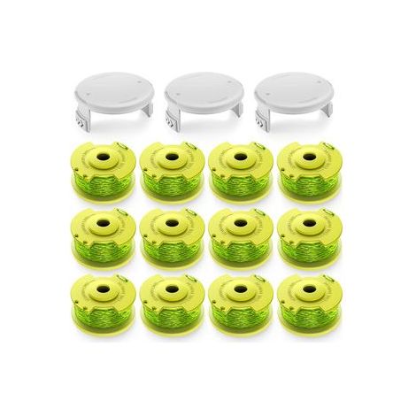 Lot de bobines vertes Ryobi AC80RL3 – Tête de coupe R12+3 – Recharge fil pour entretien de jardin (1/5)