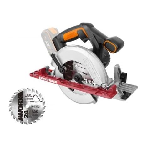 Scie Circulaire sans Fil 20V - Biseau de 0-50° - Avec Adaptateur Aspiration et Lame Bois - Tous Type de Coupes - Système ExacTrack - ⌀ Max 55 mm - WX530.9 (livrée sans batterie ni chargeur) (1/5)
