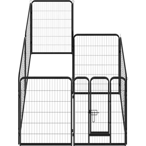 Parc Enclos pour chiens 8 panneaux Acier 80 x 100 cm Noir -96581 (1/5)