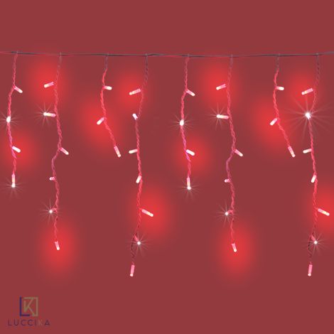 Luccika stalattiti tenda a pioggia 3X0,7 metri con 120 luci di Natale a Maxi Led Rosso con flash Bianco Ghiaccio per esterno e interno Rosso 3x0.70 metri - 120 Maxiled Bianco Ghiaccio (1/5)