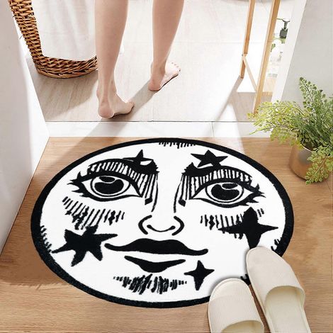 Tapis de bain Halloween - Tapis de bain rond gothique - Tapis rond doux et absorbant pour salle de bain, douche, entrée, porte d'entrée, tapis effrayant (1/5)