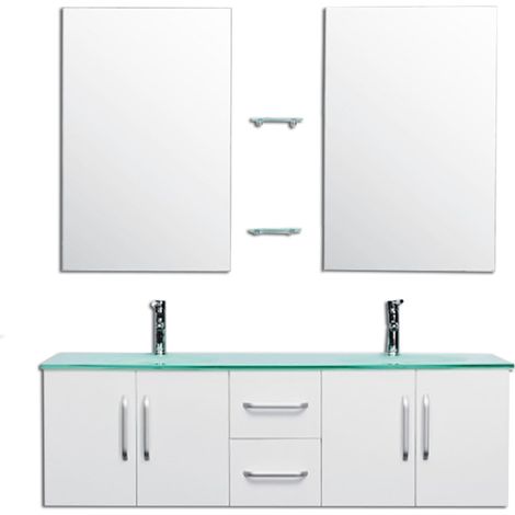Meuble de Salle de Bain blanc 151 cm Lavabo inclus – Gracie (1/5)