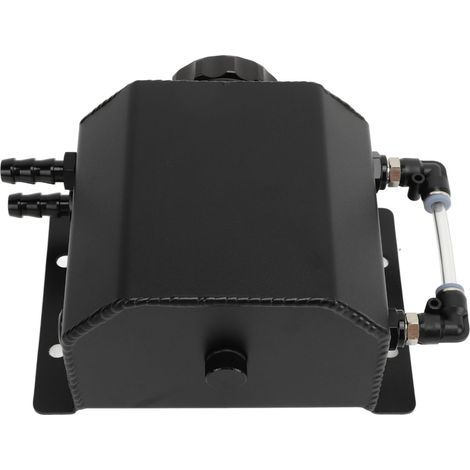 Réservoir d'expansion universel de liquide de refroidissement de moteur 1L, bouteille de réservoir de trop-plein en alliage d'aluminium noir (1/4)