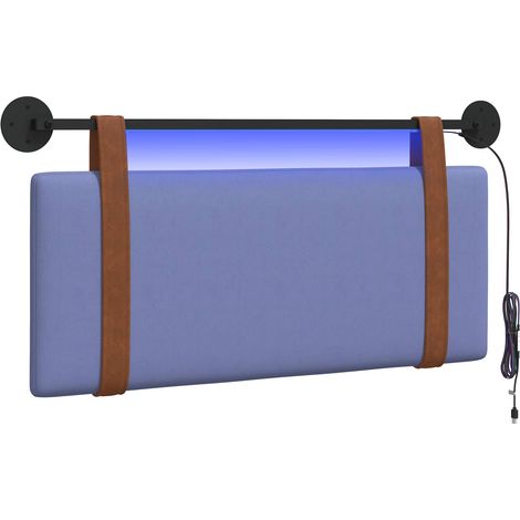 Hanging Headboard with LED Light Jeans Blue Antique PU vidaXL