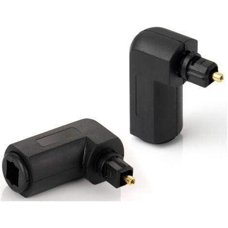 2x 90° Toslink Right Angle Adapters (Toslink female connector to male connector), right angle plug for optical digital audio cable (TOS cable), S/PDIF cable (1/3)