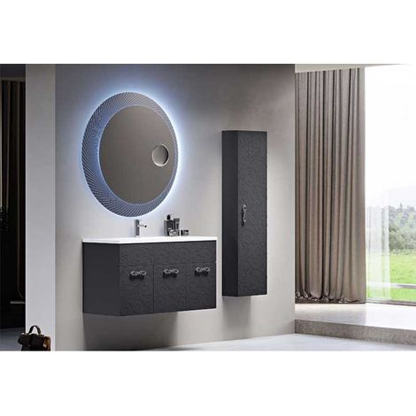 Mobile Bagno Miami100 cm SospesoGrafite Base 3 ante - Lavabo in Ceramica (1/4)