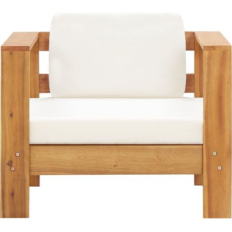 INLIFE Chaise de jardin avec coussin Crème Bois d'acacia solide (1/5)