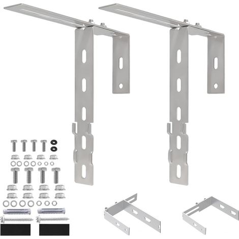 Lot de 2 crochets de support de panneau solaire réglables de 6 à 25 cm pour balcon, balustrade en acier inoxydable pour panneau solaire, balcon et toit plat - Crochets universels pour fixation de (1/5)