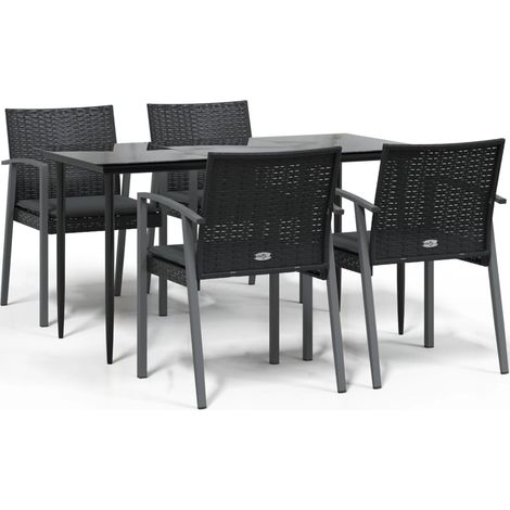 Maison Exclusive - Juego comedor jardín 5 piezas y cojines ratán (1/5)