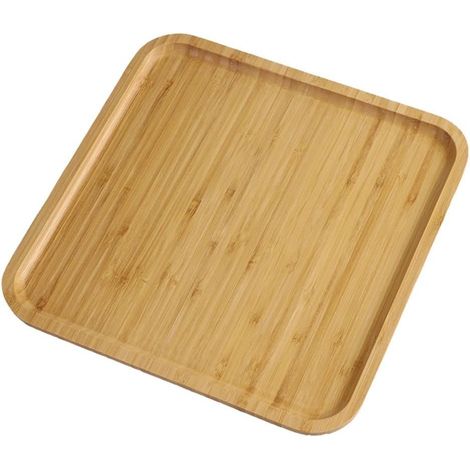 Plateau carré en bambou pour dîners, fêtes et bar, durable (30 x 30 x 1,5 cm) (1/5)