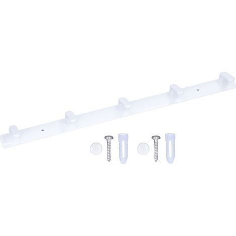 Porte-manteau mural moderne et élégant, avec 5 crochets, pour salle de bain, salon, blanc (1/5)