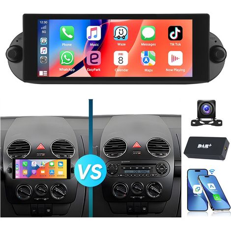 Pour VW New Beetle 2001-2010 Android 14 Autoradio Carplay GPS RDS WiFi 2+64G DAB CAM
