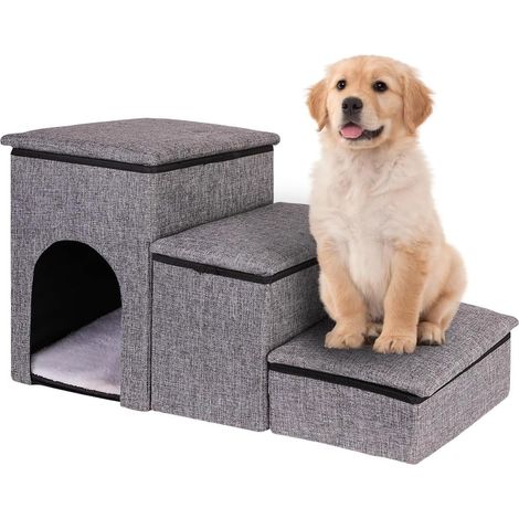 Ej.Life 3-in-1 faltbare Hundetreppe und Hochbett für Katzen und kleine mittelgroße Hunde, Kletterleitern für Haustiere, komfortabler Zwinger, Aufbewahrungsboxen (1/5)