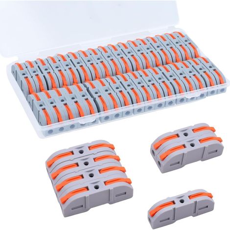 Connecteurs à Levier Réutilisables, 34 Pièces, SPL-2/3/4/5/6, Fils 0,08-4mm², 250V 32A, avec Orifice de Test (1/2)