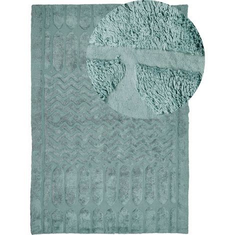 Tappeto in morbido cotone verde menta 160 x 230 cm con motivo geometrico Sirnak (1/5)