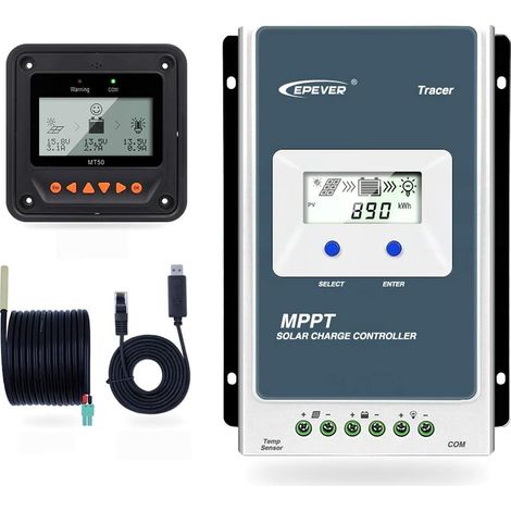 MPPT Chargeur solaire Tracer AN série 10A/20A/30A/40A avec 12V/24V DC Identification automatique tension système (20A+MT50+RTS+RS485)