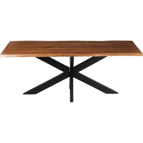 Table de salle à manger rectangulaire en acacia et métal noir L200 - EDGAR (1/5)