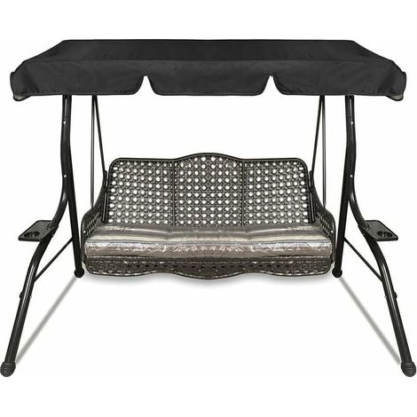 Toit De Remplacement Pour Balancelle - Tissu Oxford Imperméable Et Anti-UV - Pour Balancelle Jardin 3 Places - Dimensions 195 x 125 x 15 cm