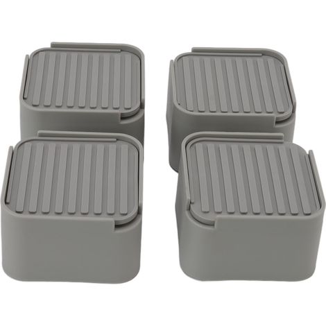 Lot de 4 rehausseurs de meubles, 5 cm, en caoutchouc gris, carrés, pour lit, canapé, machine à laver, pieds de lit et de machine à laver, pour la maison (1/5)