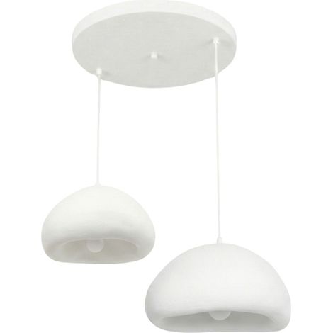Lustre en métal "Loval" - 70 x 40 cm - Blanc (1/4)