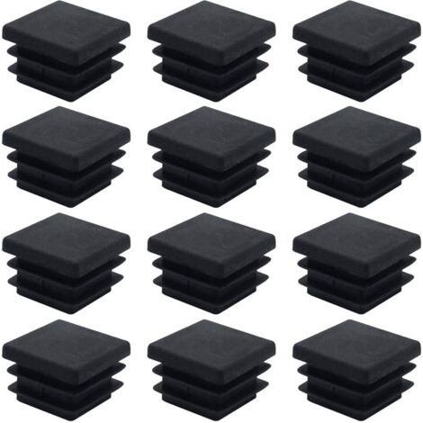 40 quadratische Möbelendkappen, 20 mm x 20 mm Kunststoff-Vierkantrohrstopfen, rutschfeste Rohrstopfen, schwarze rechteckige Endkappen, Einsatzstopfen, Rohrabdeckungen für Bürostühle (1/5)