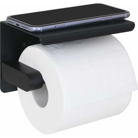 Porte Papier WC Porte Papier Toilettes Acier INOX SUS 304 pour Toilette WC   (noir) (1/5)