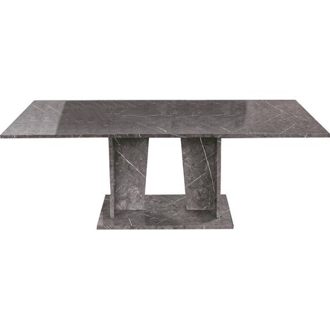 Table à manger rectangulaire extensible bois gris effet marbre vernis Botela 180 à 225cm (1/3)