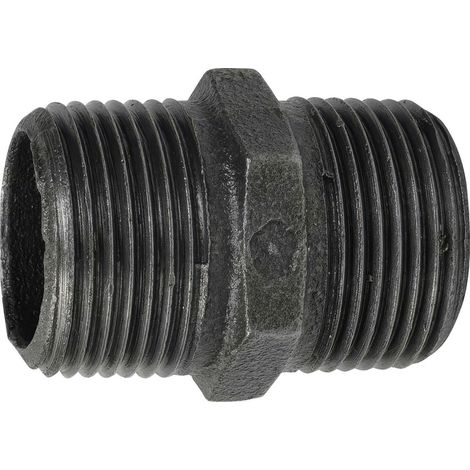 Mamelon Mâle-Mâle en Fonte Malléable à Cœur Noir 3'' (1/2)