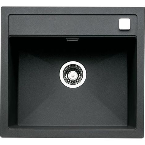 Naber Einbauspülen-Set Angola 56 Nagranit nero und Armatur Drive 1S, edelstahlfarbig/schwarz Hochdruck (1/3)