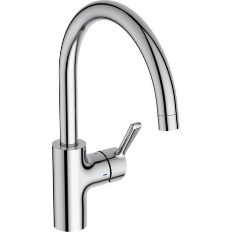 Ideal Standard Alero Rubinetto da cucina, altezza bocca 211 mm, bocca girevole a 360°, installazione rapida, miscelatore per lavello da cucina – Cromo (114 x 256 x 341 mm) (1/4)