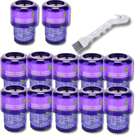 Ersatzteil - Satz von 12 Hepa-Filtern kompatibel mit V11 V12 V15 mit Reinigungsbürste - - DYSON