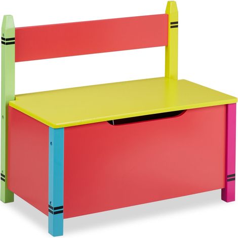 Banquette de rangement assise pratique chambre d'enfant 90 x 40 x 40 cm design coloré en bois multicolore (1/5)