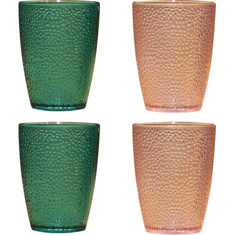 Trinkgläser – aus robustem Kunststoff – stapelbar – für Säfte, Getränke und Cocktails – 4er-Set (1/5)