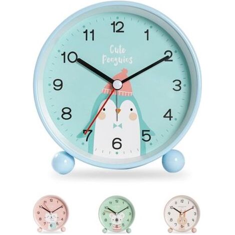 Kinderwecker für Jungen und Mädchen, Lernwecker für Kinder – Tag/Nacht, einfach einzustellen und batteriebetrieben, geräuschloser Reisewecker mit Nachtlicht (Pinguin) (1/5)