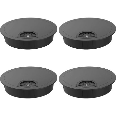 Passe-câbles 60mm Noir Lot de 4  Gestion câbles de Bureau en Alliage de Zinc  Cache-câble pour Table & Poste de Travail