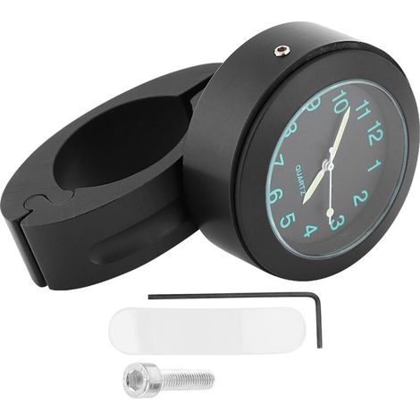 Jeffergarden Horloge de Moto précise, Montre de Guidon, Batterie intégrée Universelle en Alliage d'aluminium 22 / 25mm, Moto de vélo pour Guidon de 22mm (0.9in) / 25mm (1in)(Black) (1/5)