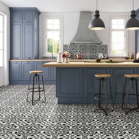 Carrelage Imitation Carreaux de Ciment DECO Original C Grey 20x20cm (1/3)